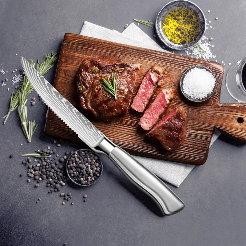 Steak Knives, 4.5 Inches Steak Knife Set Of 6, Dishwasher Safe Serrated Steak Knives German Stainless Steel Dinner Knives With Gift Box