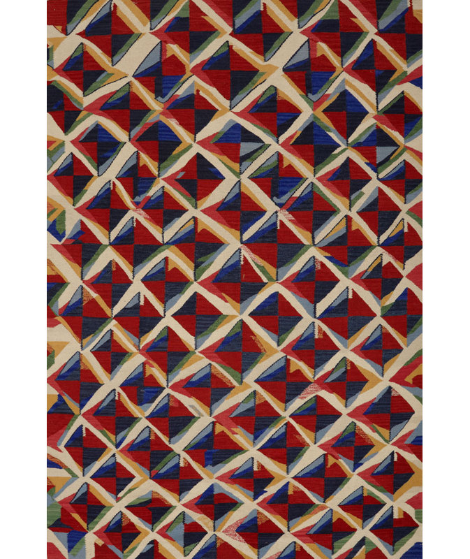 Geometric Area Rug in Red/Blue
