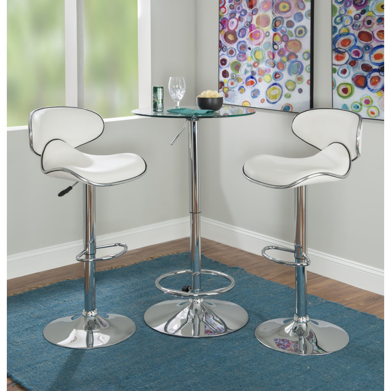 Aishvi 2 - Person Pedestal Dining Set, Chrome, White
