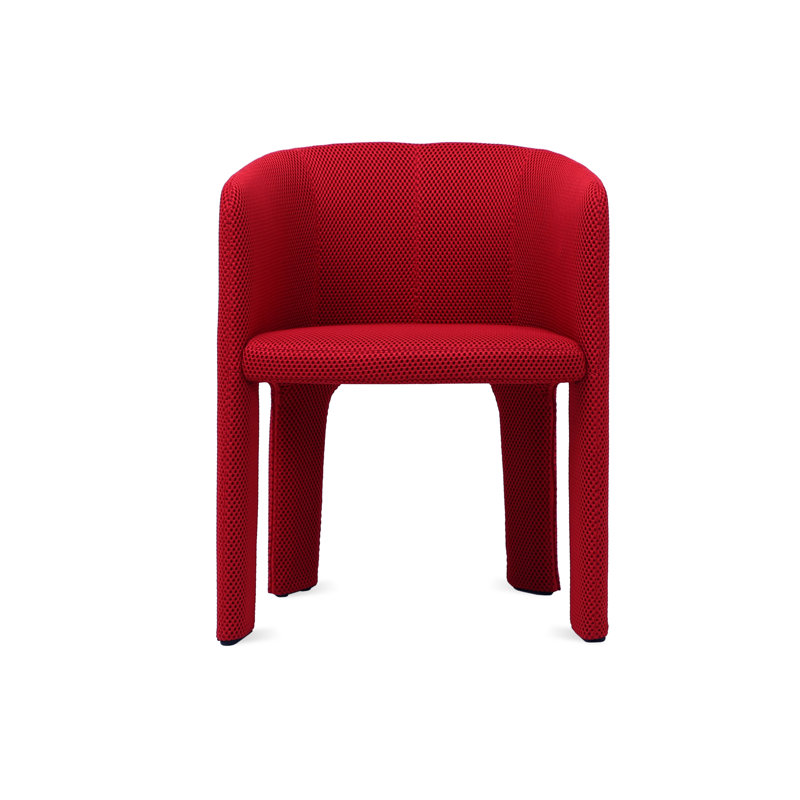 Chaise avec accoudoirs Camilla en tissu rouge