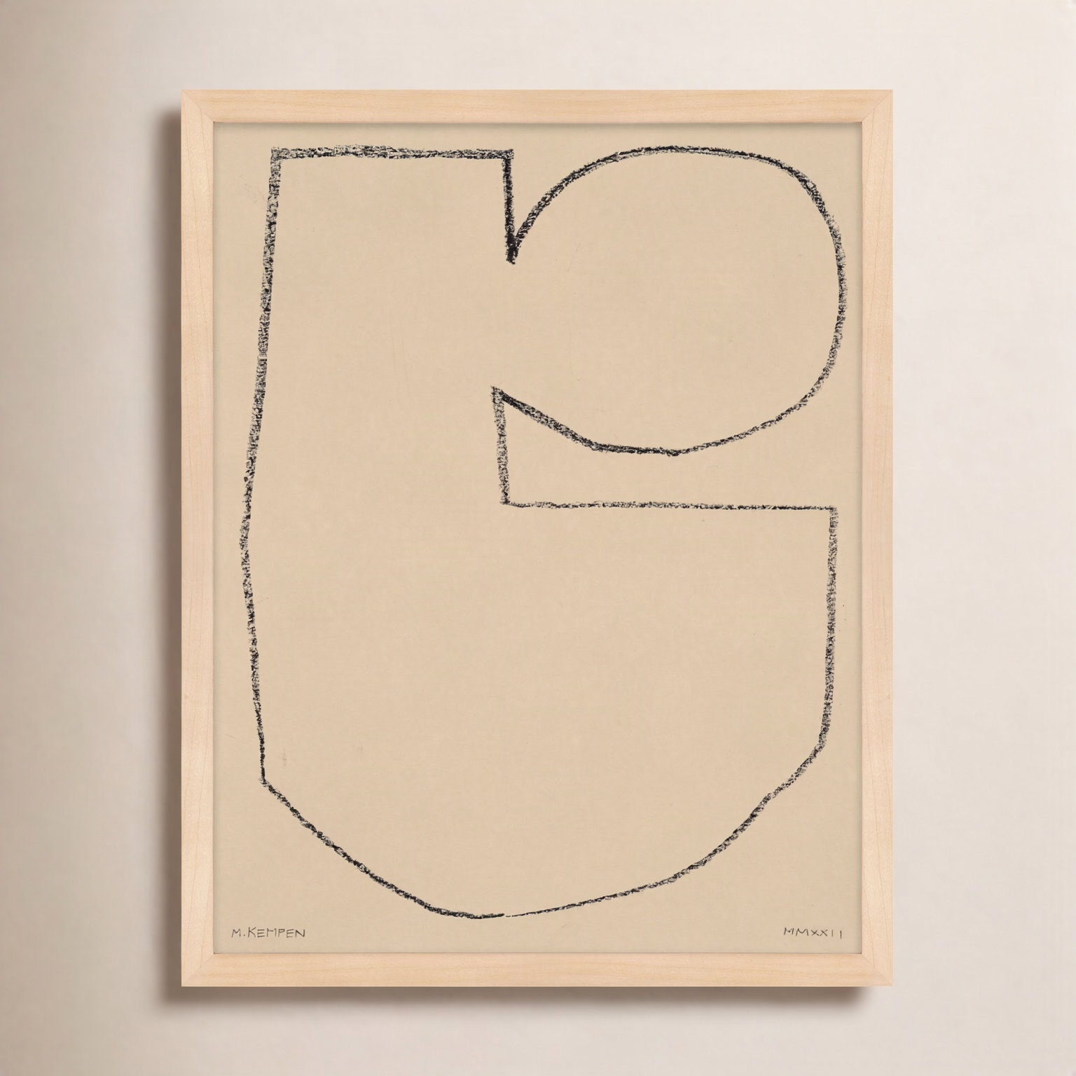 Freya "Outlines 5" Print, 40" W x 50" H, Maple Framed