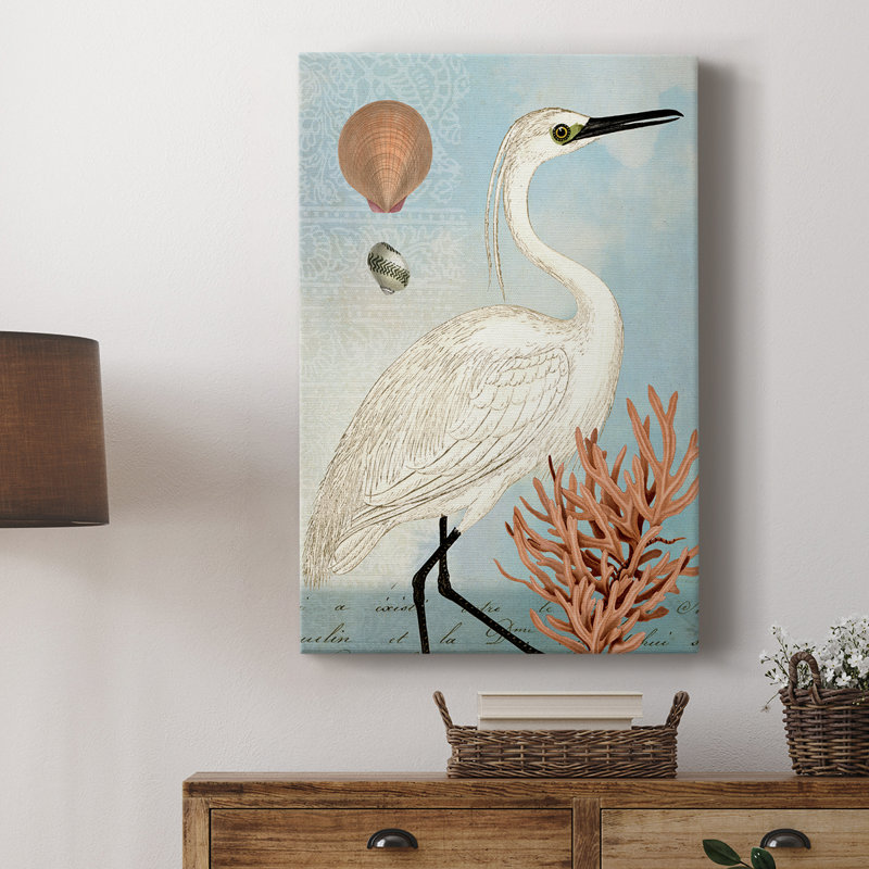 Aigrette bleue - galerie Cavas sur mesure, H 12 po x l 8 po