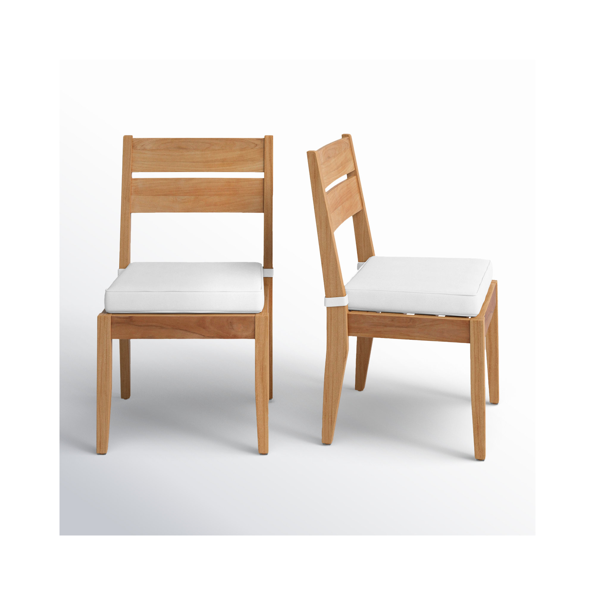 Magruder Outdoor Solid Teak Wood Cushioned Dining Chair