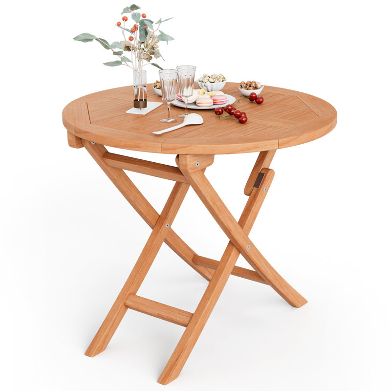 Mirton Round Teak Folding Outdoor Dining Table , 31.5'' in. W 31.5'' in. D