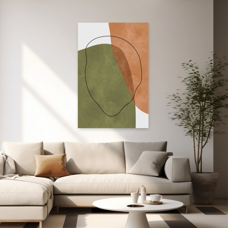 Reproduction d'art mural minimaliste contemporain Earthy Organic Shapes, 60" H x 40" W