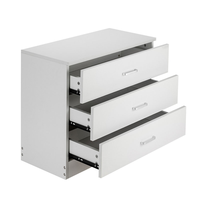 3-Drawer Nightstand, White