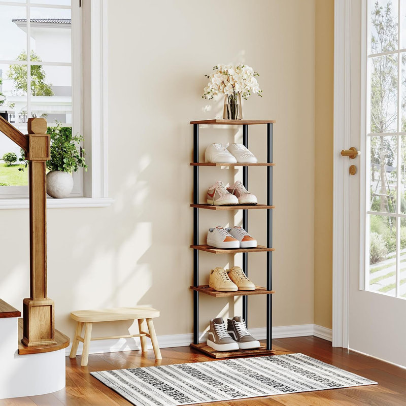 Vertical Shoe Rack, 6-Tier Narrow Shoe Shelf, Shoe Storage Organizer For Small Space, 11" L X 11" W X 39.5" H, Closet, Entryway, Hallway, Bedroom