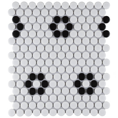 SAMPLE - Metro Penny Porcelain Penny Round Tile Mosaic with Heavy Flower