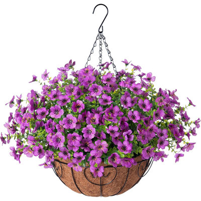 Panier suspendu à fleurs artificielles pour l'extérieur