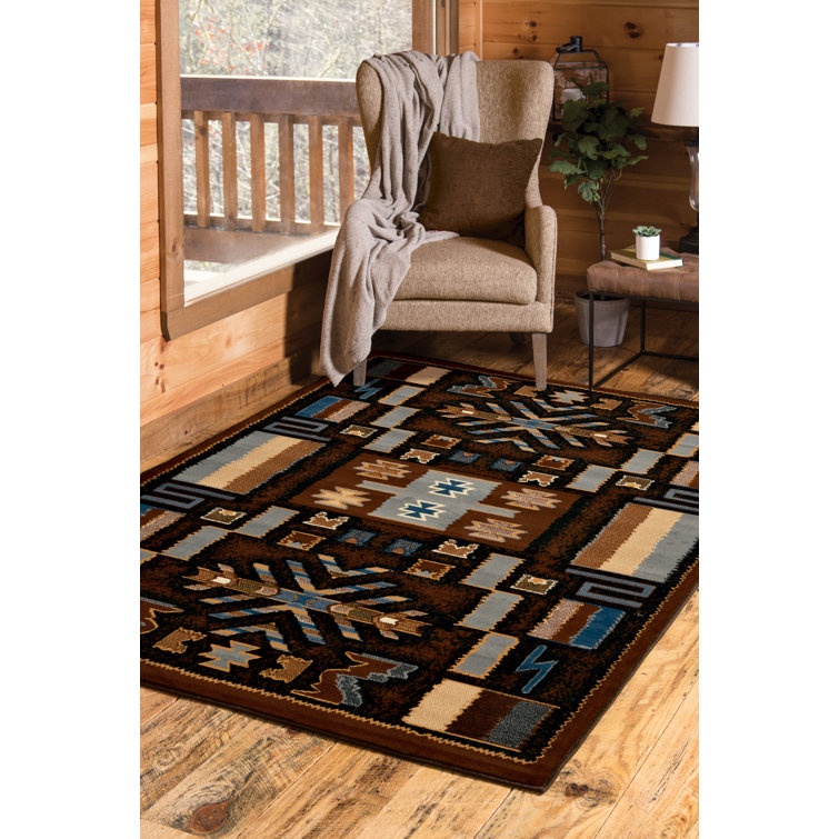 Tapis brun à motif autochtone Hyacinthe
