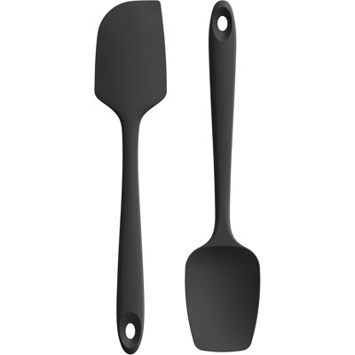 Spatule plate et cuillère en U U-Taste: grattoir en silicone résistant à la chaleur de 11,38 po à 600 ° F, ustensile de cuisine en caoutchouc flexible avec surface antiadhésive améliorée (ensemble de 2, noir)