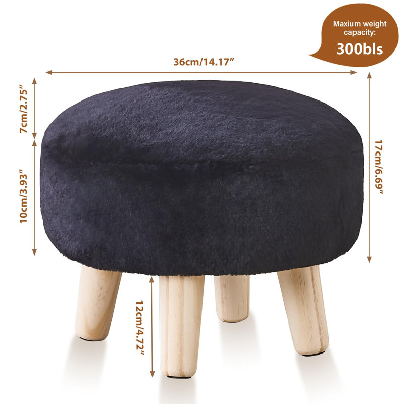 Rabbit Wool Mushroom Stool, Black