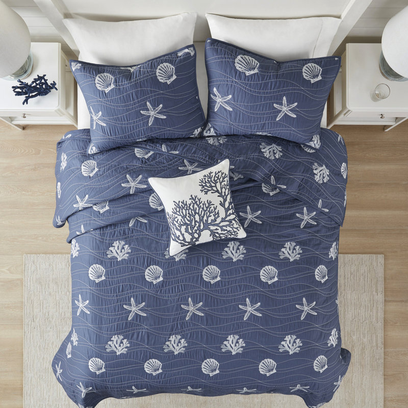 Literie en coton. Bleu marine / très grand Étoile de mer brodée et. . Lavable à la machine. . Coussin décoratif très grand en coton. Et rembourrage. Avec