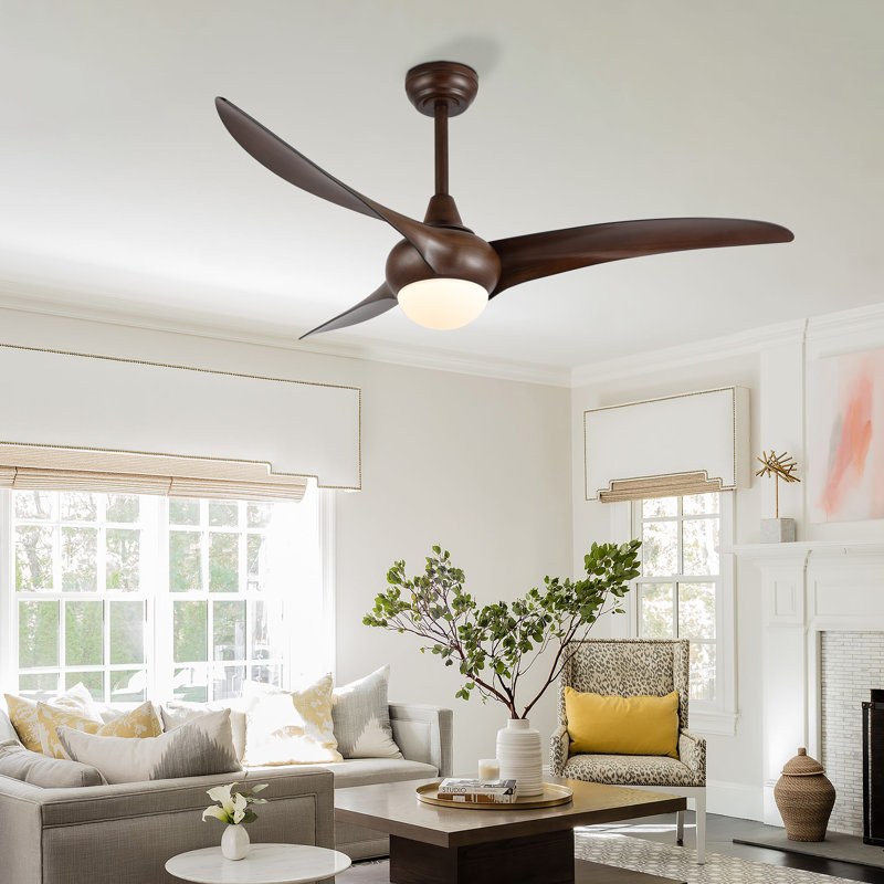 Ventilateur de plafond à 52 pales 52 po avec télécommande et ensemble d'éclairage inclus Coleigh, Brun