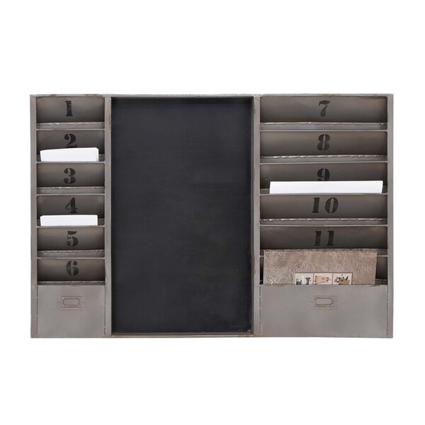 Mail Sorter Key Organizer Wall Mount, Metal Entryway Storage Organizer Basket with 5-Hooks for Coat, Keys (Set of 2)