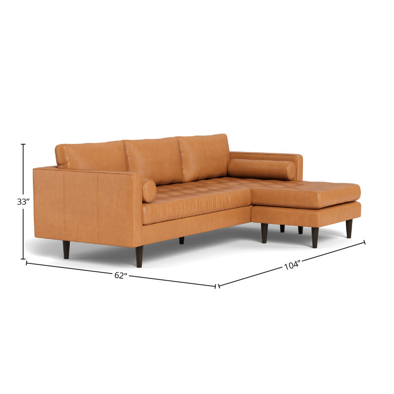 Jackie Leather Reversible Sofa Chaise, Hudson Lager