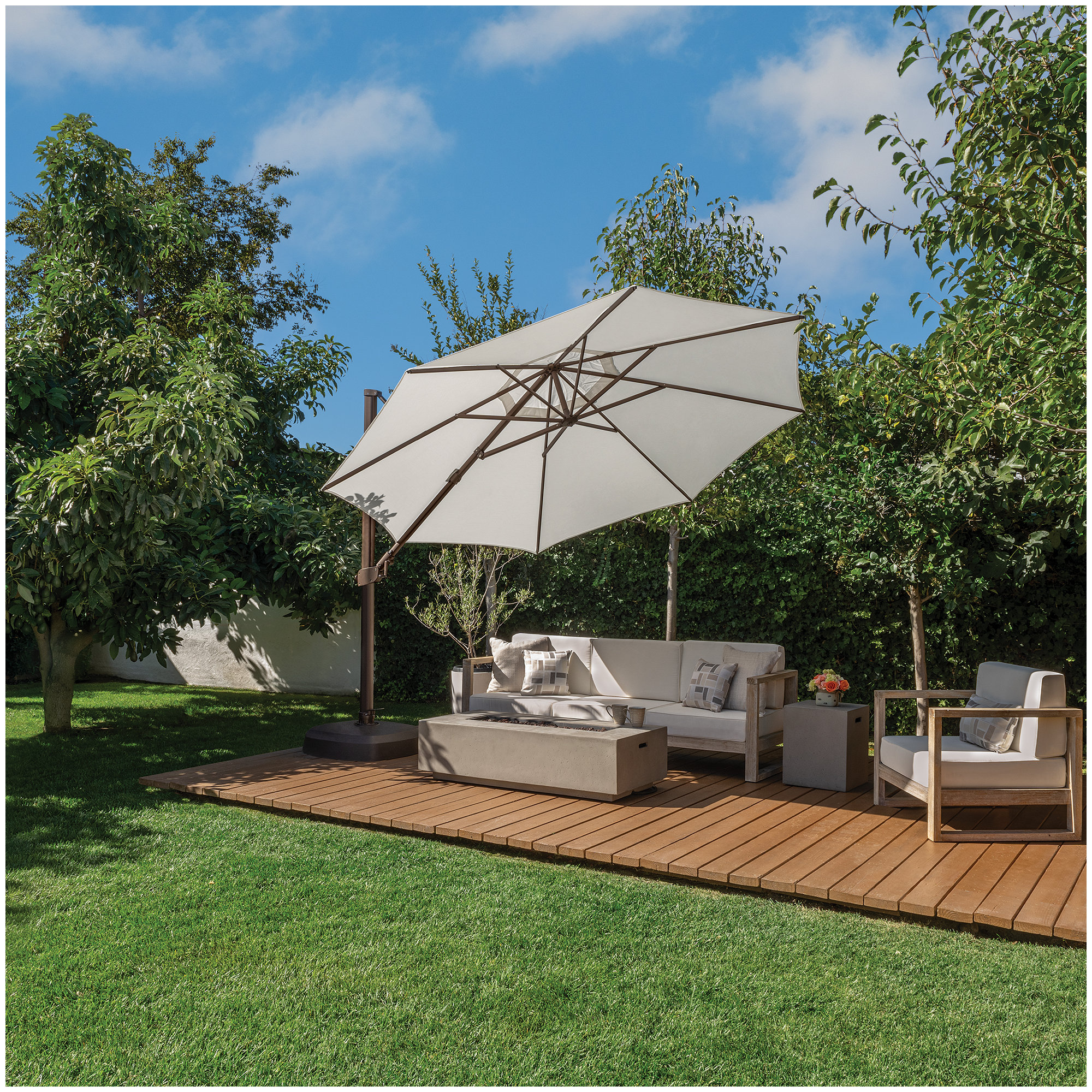 12.3' Cantilever Sunbrella® Umbrella, Canvas Natural Sunbrella® Canvas, Bronze