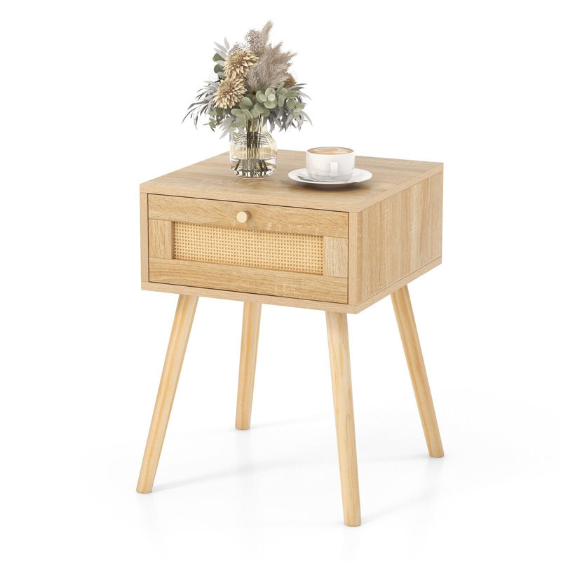 40cm W Solid + Manufactured Wood Bedside Table