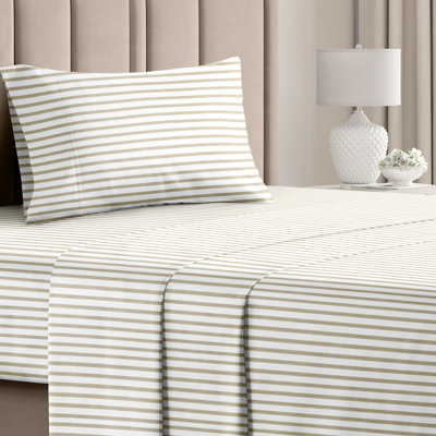 Striped Sheet Set, Cooling Bed Sheets, Soft & Wrinkle Free, Breathable Bedding