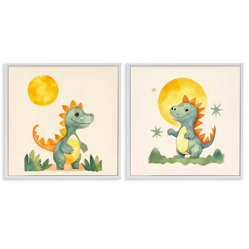  «Happy Dinos & Moon», ensemble de 2 giclées par Andrea Haase, H 17 po x l 17 po