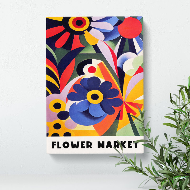 Retro Flower Market Exhibition No.5 - Wrapped Canvas, 91cm H x 60cm W x 3cm D