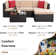 Ensemble de conversation modulaire en rotin 5 pièces avec canapé, coussins, coussins et table en verre