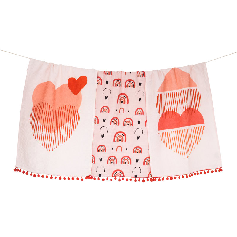 Modern Heart & Rainbow Kitchen Towel Set