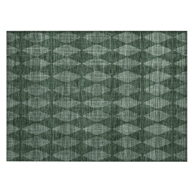 Fayme Flatweave Washable Geometric Indoor / Outdoor Rug, Rectangle 1'8" x 2'6"