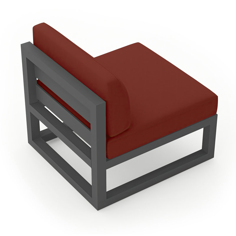 Smith Powder Coated Aluminum Outdoor Armless Lounge Chair , Sunbrella® Cushions Included, Slate
