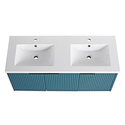 Meuble-lavabo mural avec lavabo double en résine