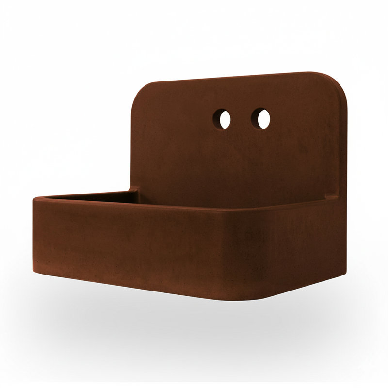Newterra Handmade Concrete Wall/Vessel 22" Bathroom Sink, Terracotta, 2 Hole
