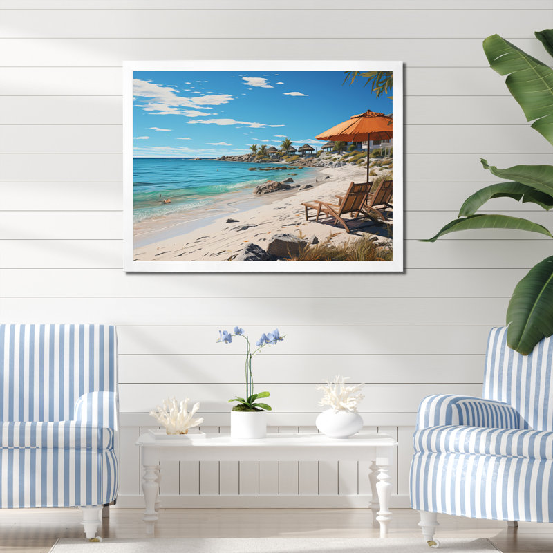 Allec Beach Tropical Vibes XXV sur toile, H 30 po x l 40 po x P 1,5 po, Cadre simple blanc