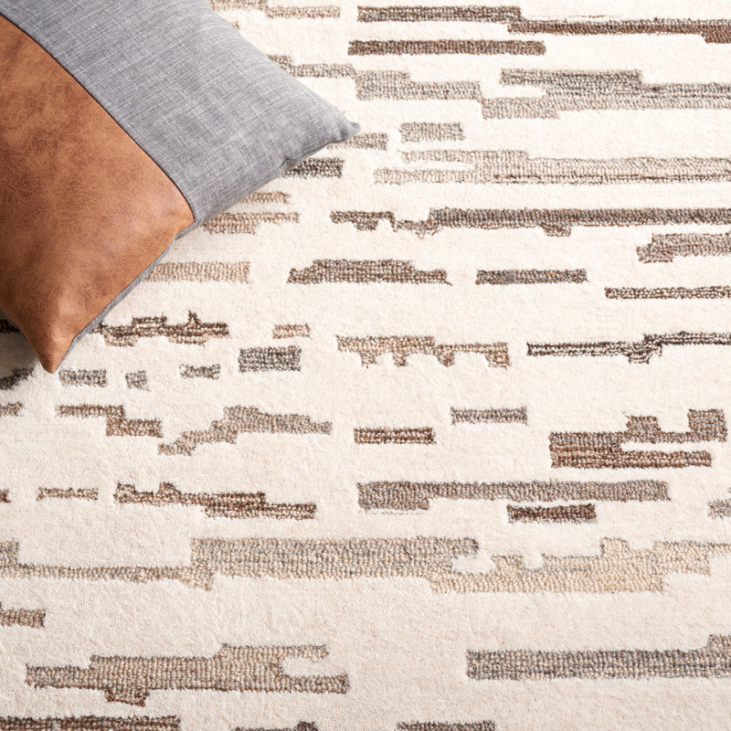 Kebbie Hand Tufted Wool Pile Abstract Rug, Rectangle 5' x 8'