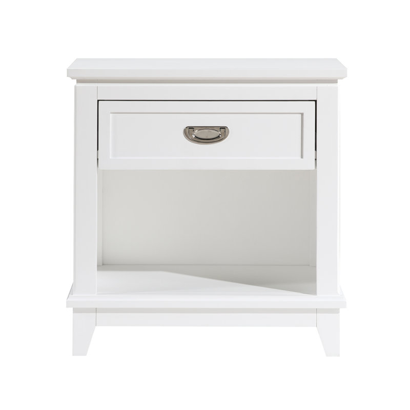 Table de chevet 1pc avec tiroir de rangement et tablette inférieure, Blanc