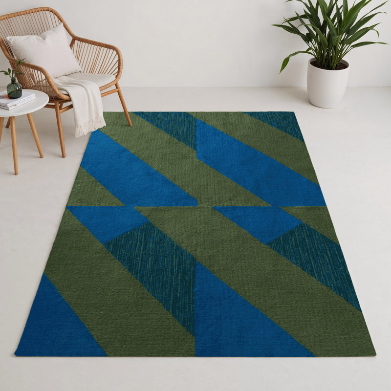 Tapis d'intérieur et d'extérieur à carreaux vert, Rectangulaire 3 pi x 5 pi