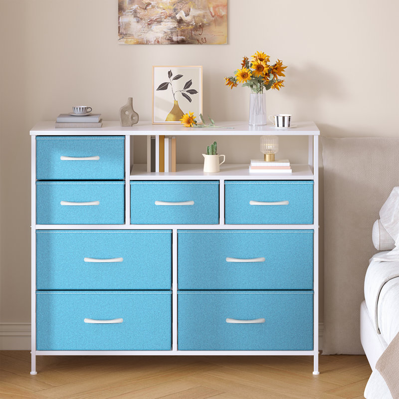 30 cm W Chest of 8 Drawers, Blue