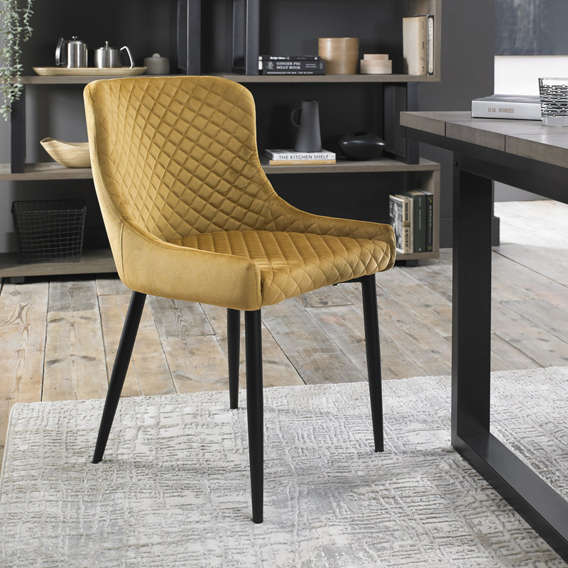 Noa 49cm H Velvet Upholstered Metal Parsons Chair, Black, Mustard