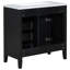 Meuble-lavabo noir avec lavabo 36 po. Tiroirs d'armoire modernes. Bois massif fabriqué et lavabo en céramique lisse. Assemblage requis