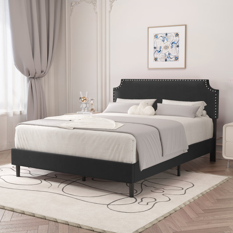 Arvada Upholstered Platform Bed, Black, Queen