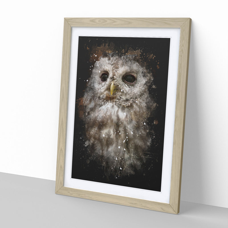 Tawny Owl Vol.1 - Picture Frame Painting, Oak Framed, 48cm H x 36cm W x 2cm D