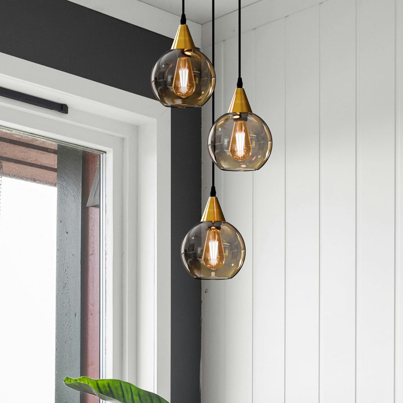3 - Light Yellow Brass Pendant, No