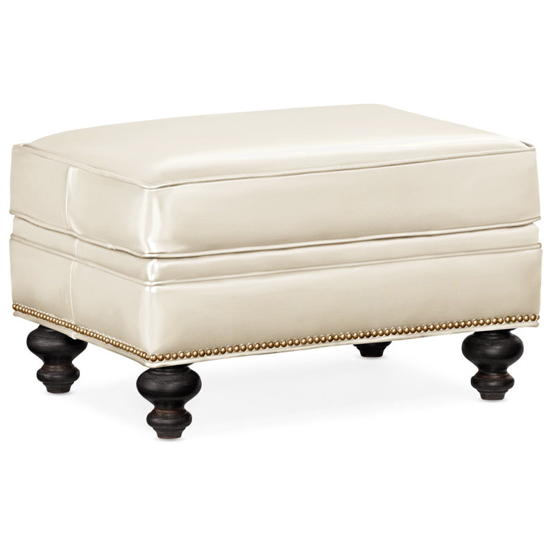 Repose-pieds rectangulaire en cuir véritable 26 "West, Cuir véritable vert forêt d'Anilina, Plantation, Naturel français