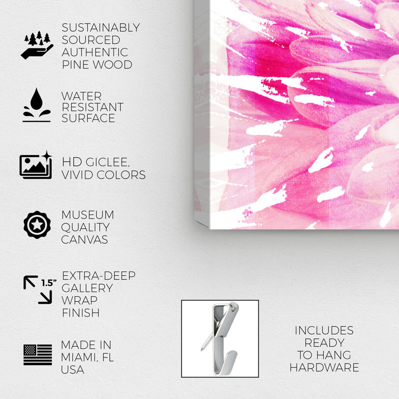 " Floral And Botanical Bloom Boom ", 10" H x 15" W x 1.5" D, Wrapped Canvas