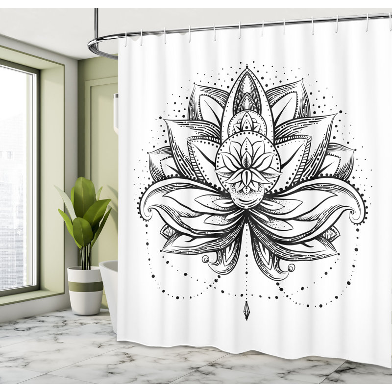 Shower Curtain with Hooks Included, 70" H x 69" W