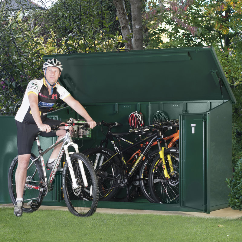 Access 8 ft. W x 3 ft. D Pent Metal Bike Shed, Green