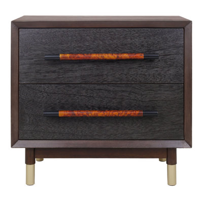 Pari Nightstand/Side Table 2 Drawers, Dark Walnut
