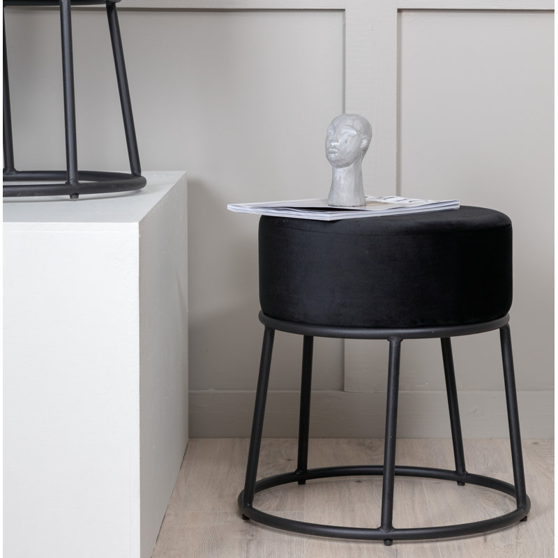 Horst 45.5cm Wide Round Ottoman, Black