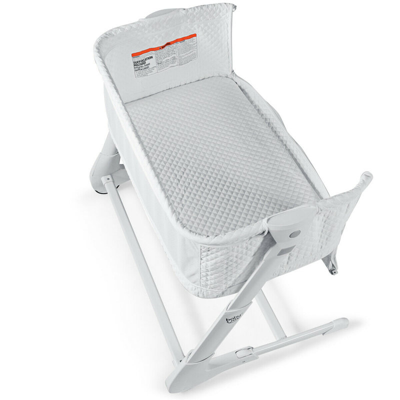 Berceau réglable en hauteur pour bébé avec matelas lavable - blanc, Blanc