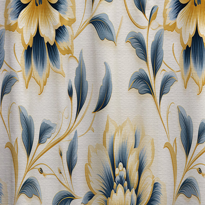 Motif contemporain Victorian Motif IX - Rideau floral - Velours obscurcissant - 1 panneau, L 52 po x L 63 po
