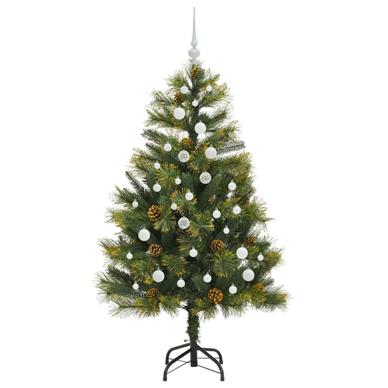 Artificial Hinged Christmas Tree with Cones, White, 4.92' H
